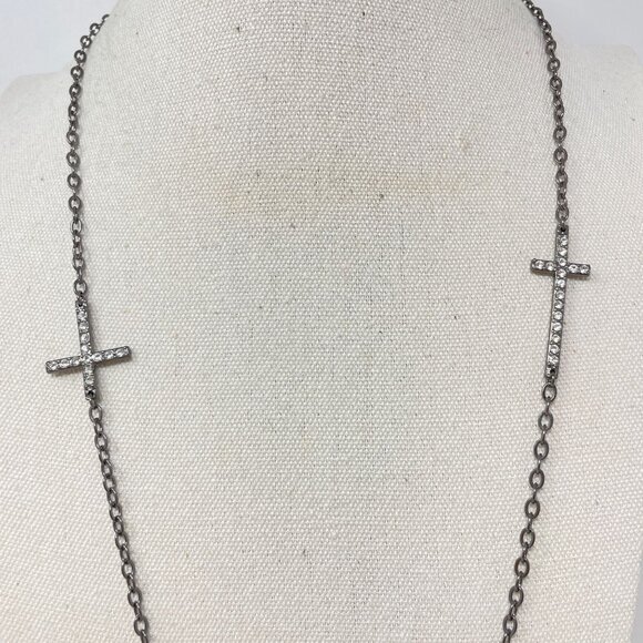 Long Cross Necklace Black Goth Whimsigoth Spirituality Minimal - Picture 8 of 11